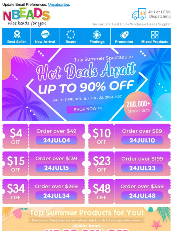 July Summer Spectacular Sale Up To 90% OFF!  Hot Deals Await!