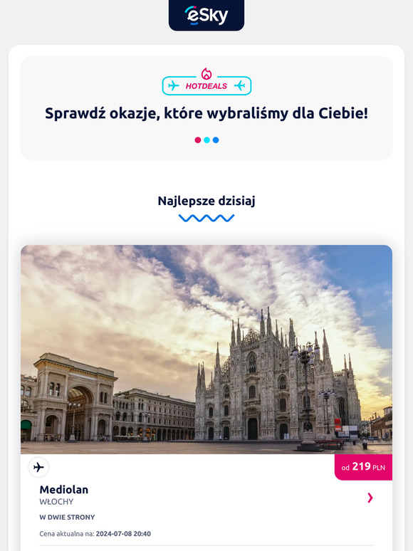 ⏰Najlepsze dziś: Włochy, Mediolan od 219 PLN! Hiszpania, Barcelona od 221 PLN i nie tylko!