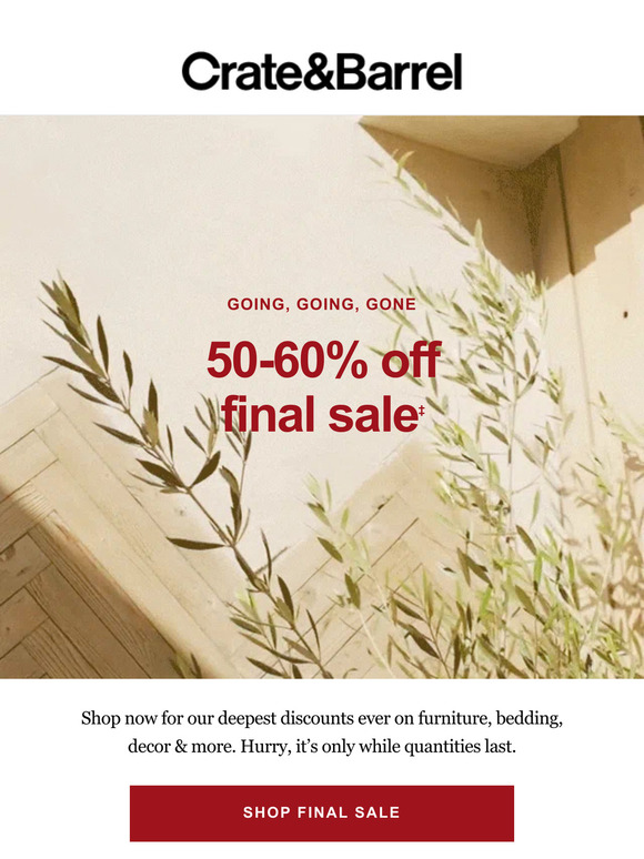 Crate and Barrel Email Newsletters Shop Sales, Discounts, and Coupon Codes