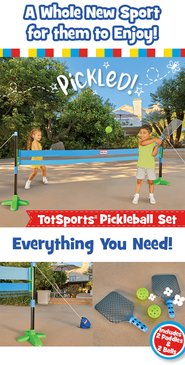 A Whole New Sport for them to Enjoy! Pickled! Totsports™ Pickleball Set. Everything You Need! Includes 2 Paddles & 2 Balls.
