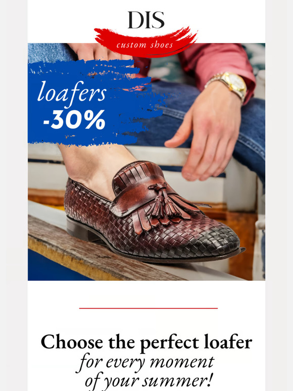 Customized loafers at 30% less