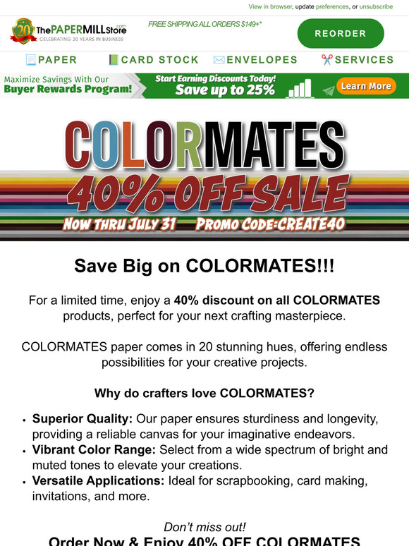 Crafty Savings: COLORMATES Papers, Now 40% Less!