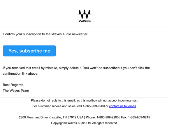 Action Required: Confirm your Waves Newsletter Subscription