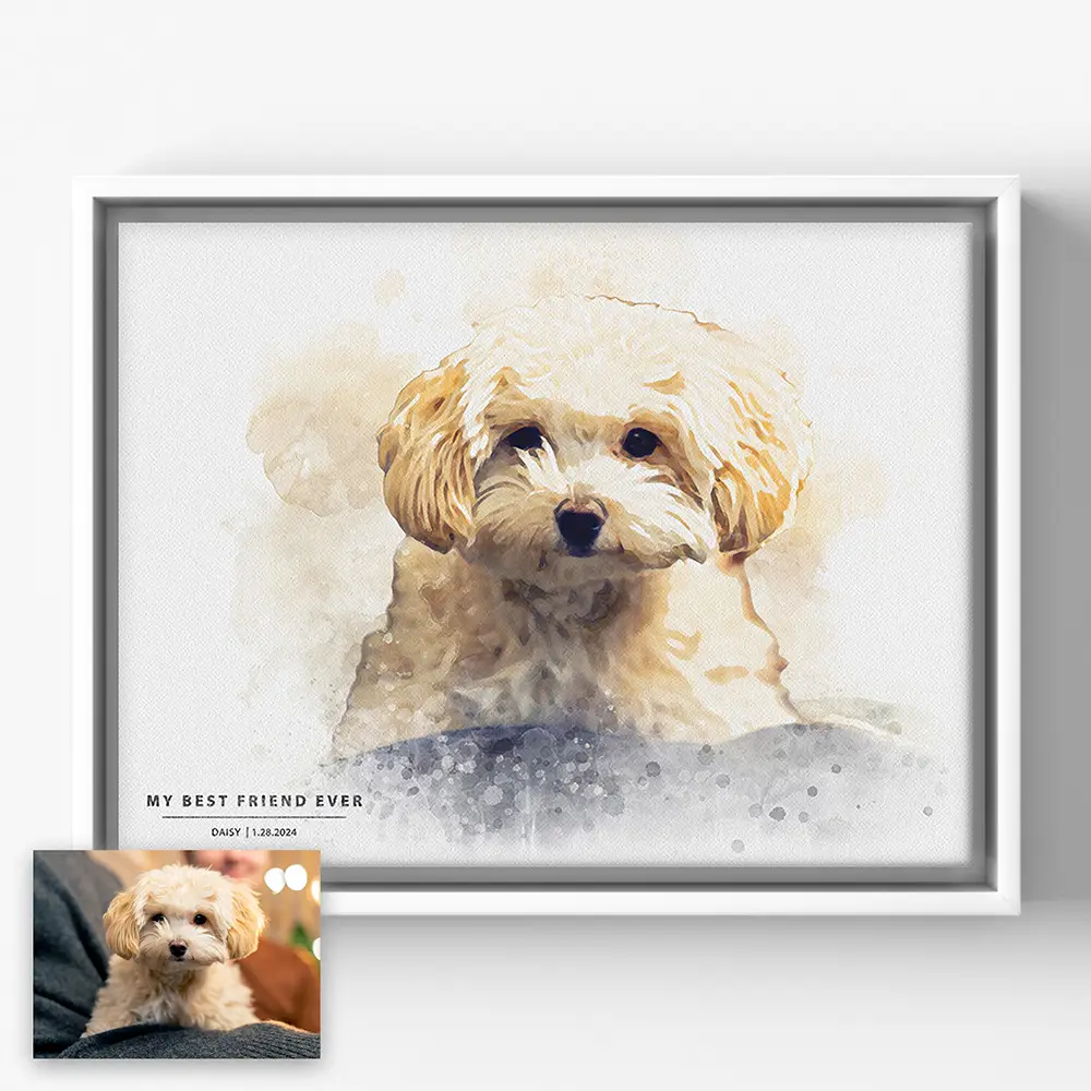 Image of Watercolor Pet Portraits on Horizontal Canvas