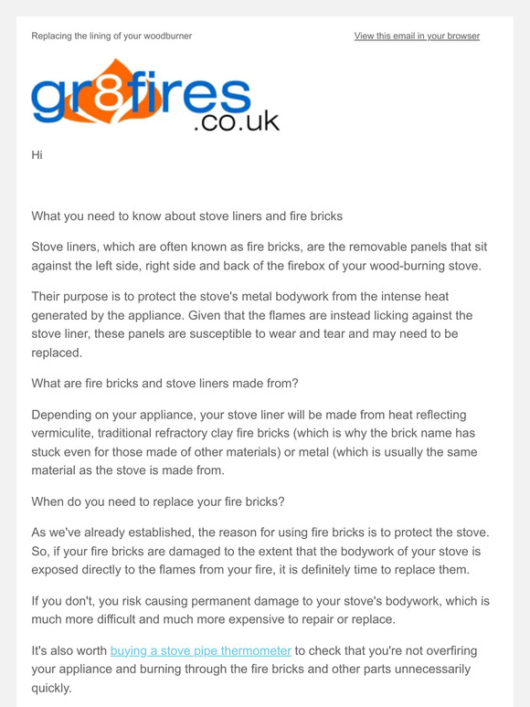 GR8 Fires What you need to know about fire bricks and stove liners Milled