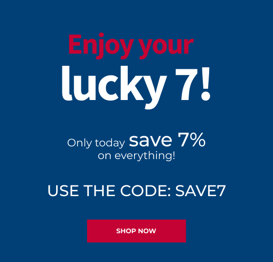 Enjoy your lucky 7! Only today save 7% on everything! USE THE CODE: SAVE7