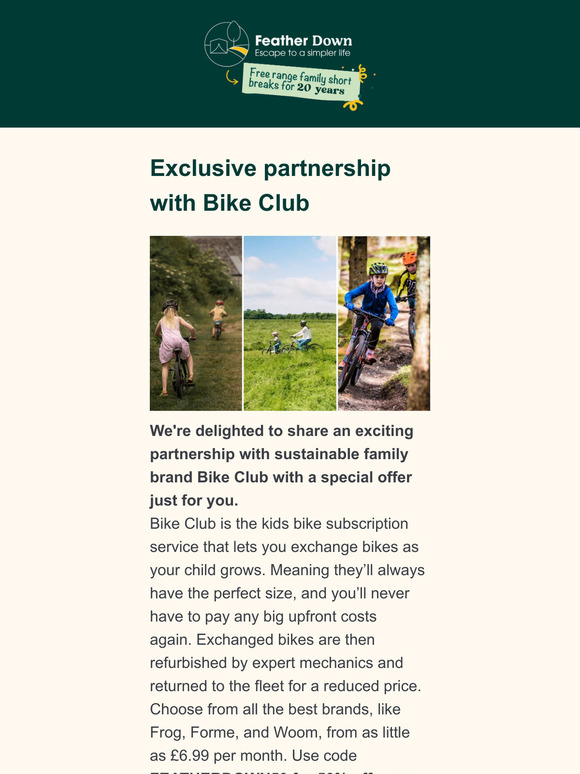 Explore the countryside with Bike Club and Feather Down Farms