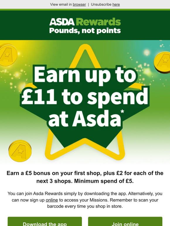 Asda Earn up to £11 on your first shops with Asda Rewards Milled