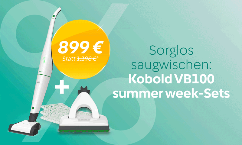 Das Kobold VB100 summer week-Set für 899 € statt 1198 €.