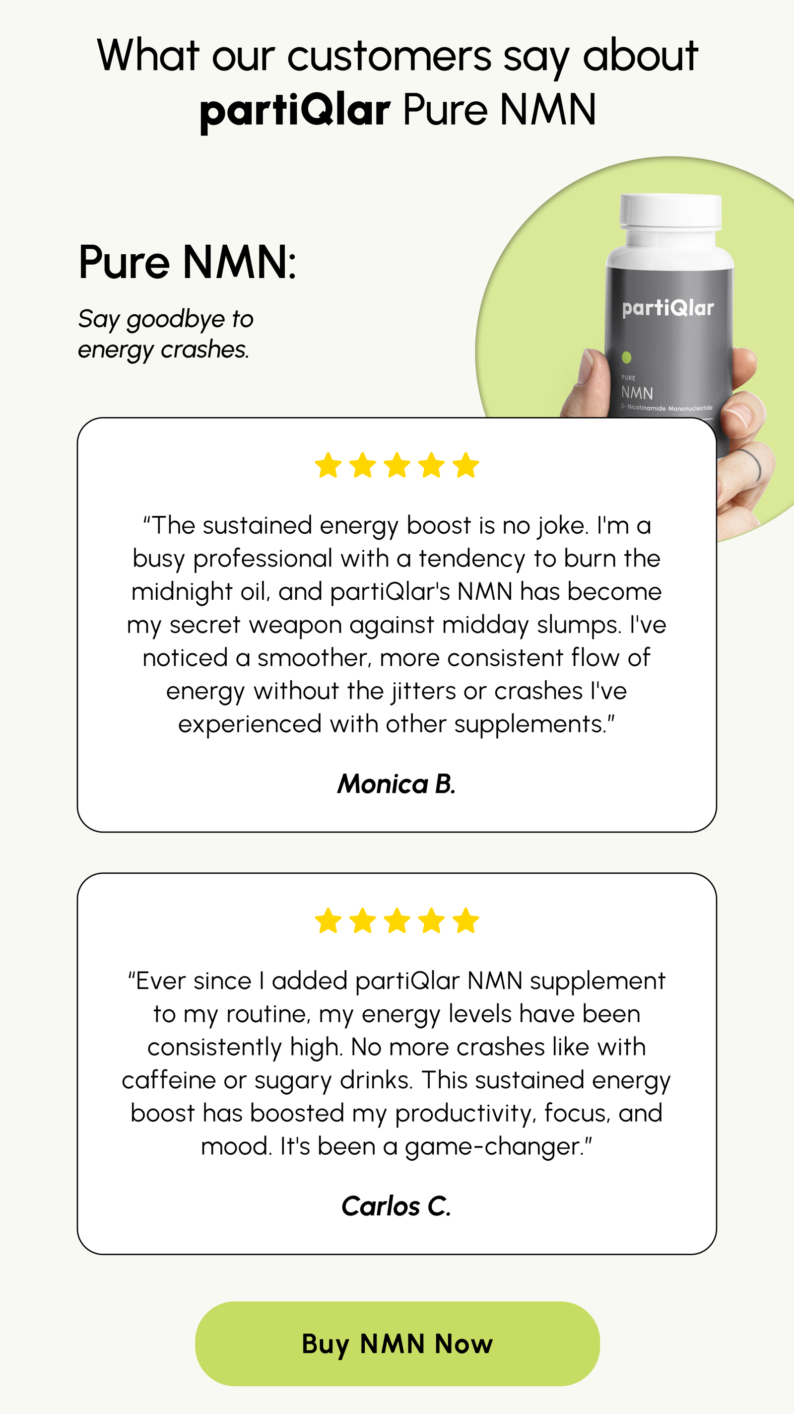 What our customers say about partiQlar Pure NMN