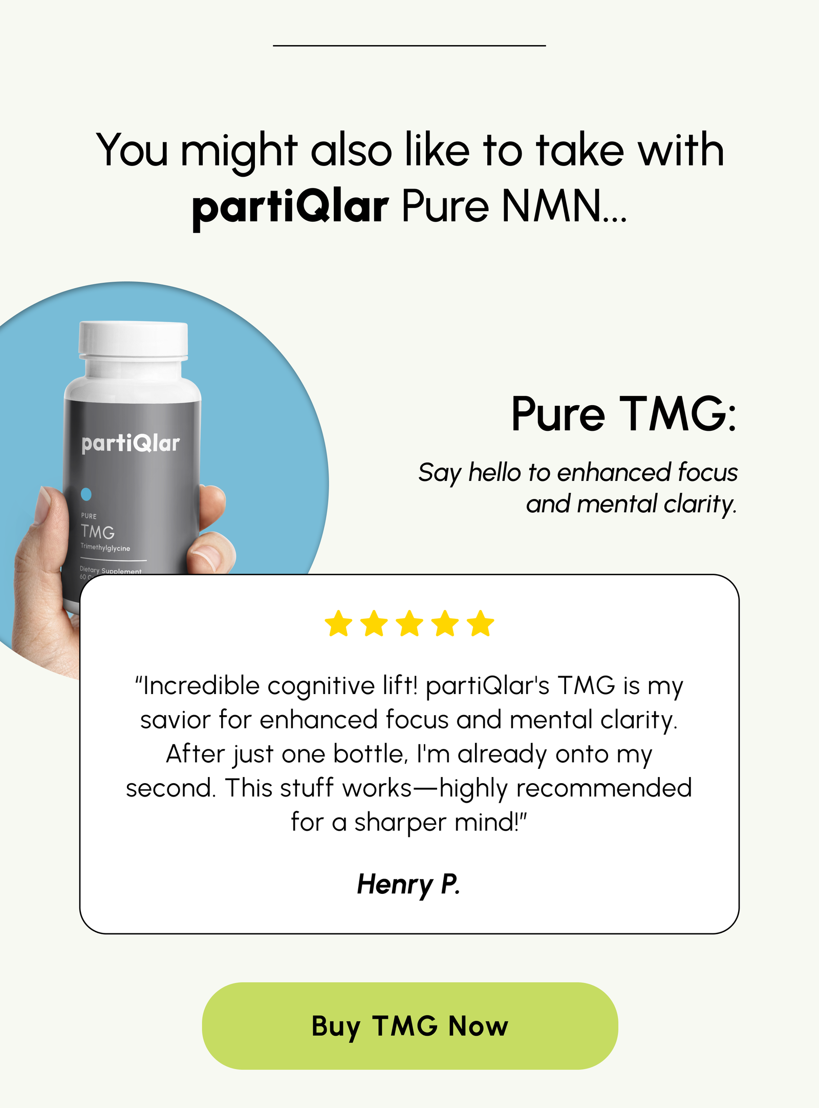 You might also like to take with partiQlar Pure NMN...Pure TMG