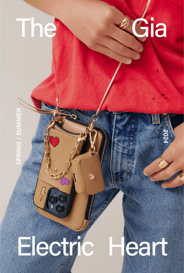 【BANDORIER】GIA ELECTRIC SET iPhoneケース Electric Heart Gia Bolt Side Slot Leather Crossbody Bandolier Set
