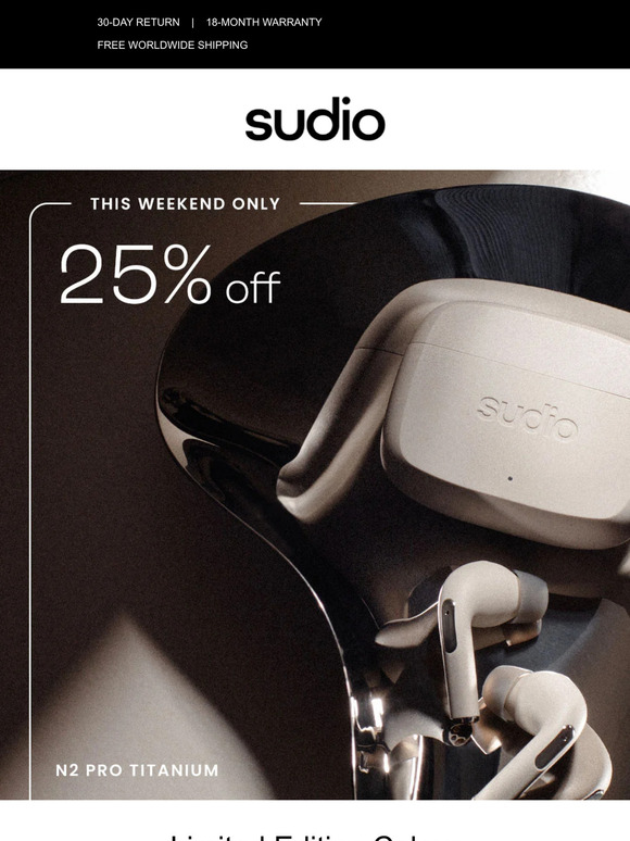 Weekend Sale | 25% Off Sudio N2 Pro Titanium