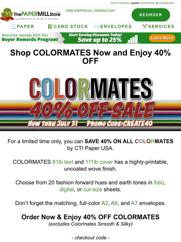 Add a Splash of Savings: 40% OFF COLORMATES 🌈