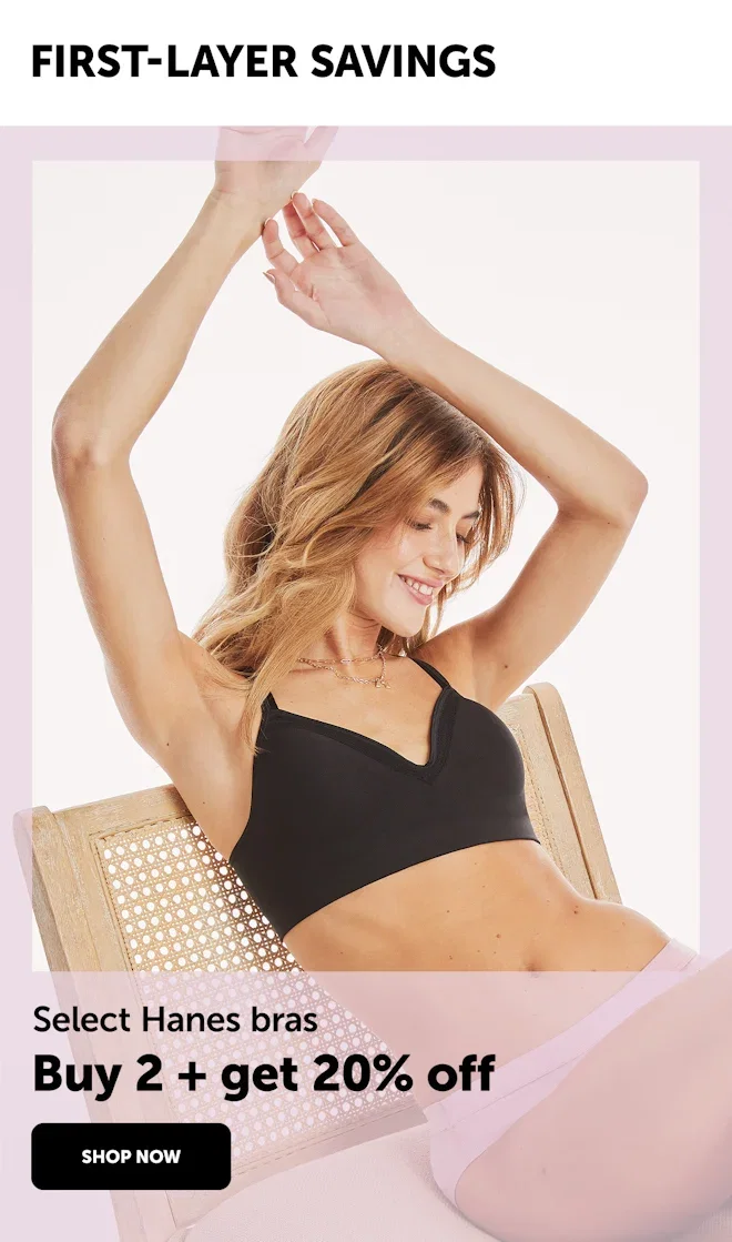 Select Hanes Bras Buy 2+ Get 20% Off