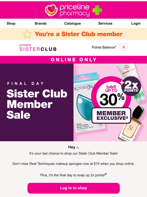 Priceline: ENDS TODAY: big savings online, exclusive to Sister Club ...