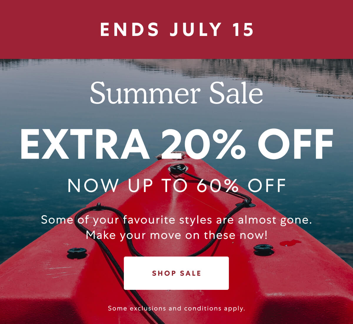 Extra 20% off Sale, Now up to 60% off
