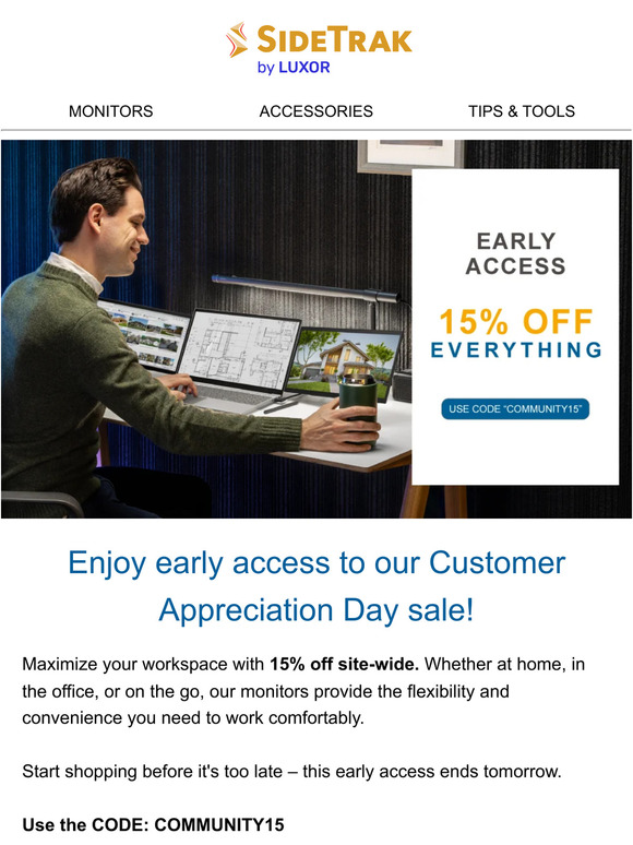 Unlock early access to 15% off Portable Monitors