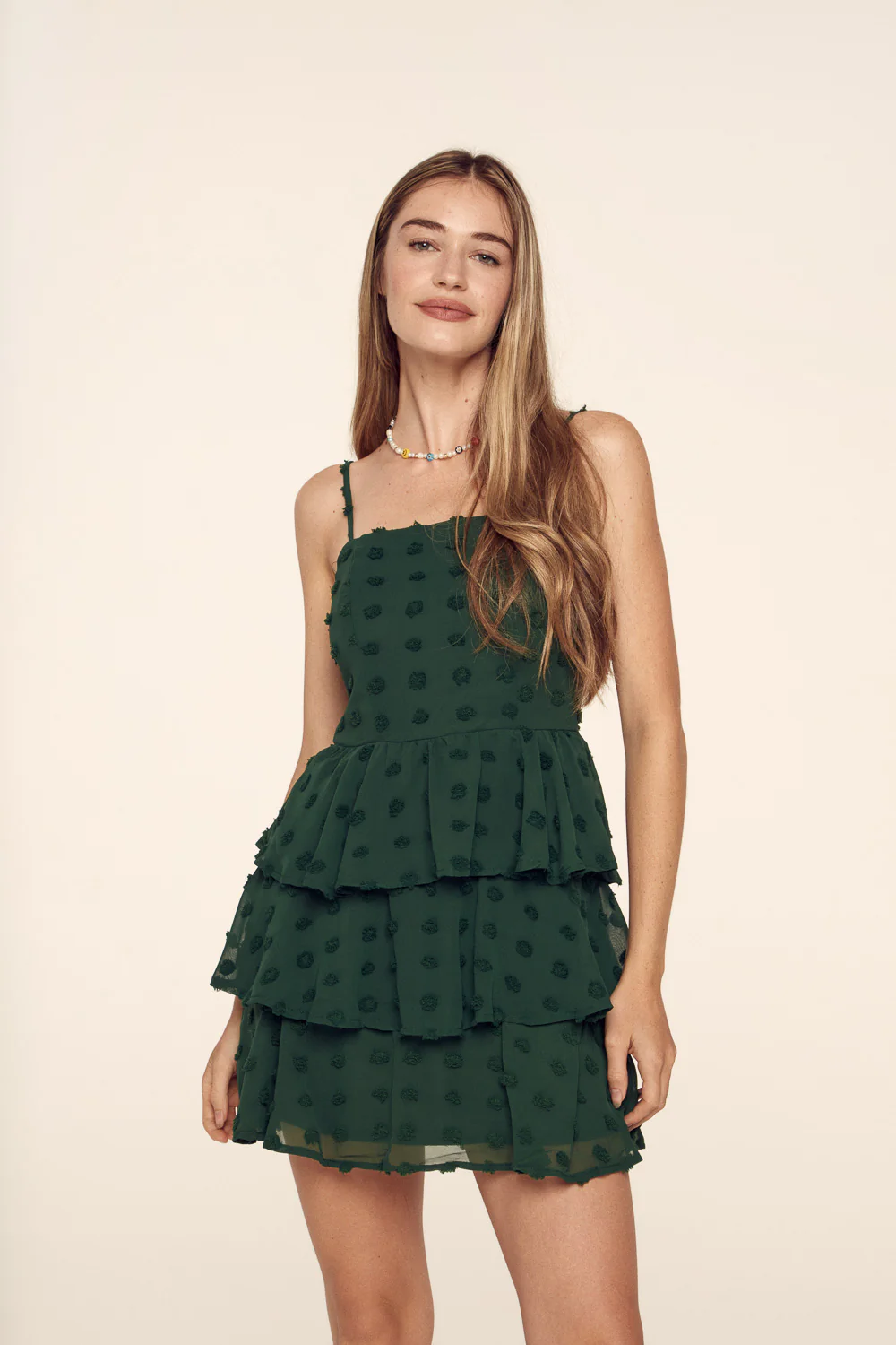 Image of Emerald Dot Tier Dress