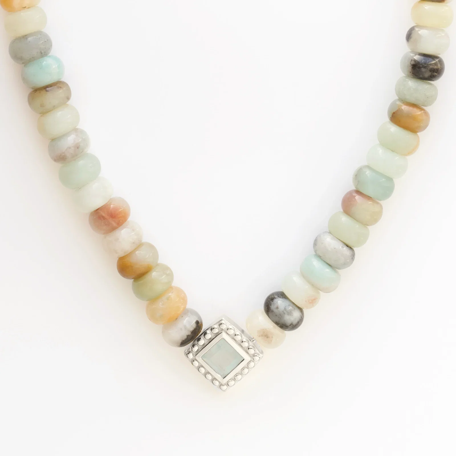 Image of Chunky Aqua Jade Beaded Necklace