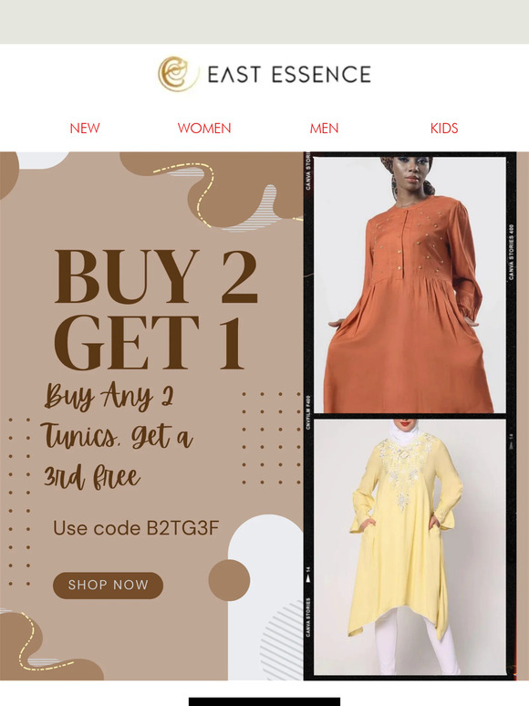 But 2 Kurti/Tunics. Get a 3rd one free