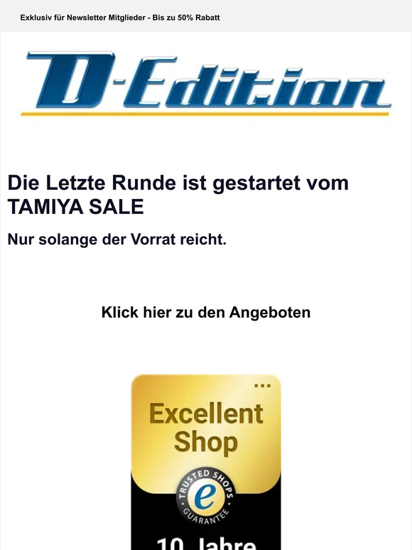 TAMIYA SALE 📣 Top Angebote ⭐ Die Letzte Runde ist gestartet