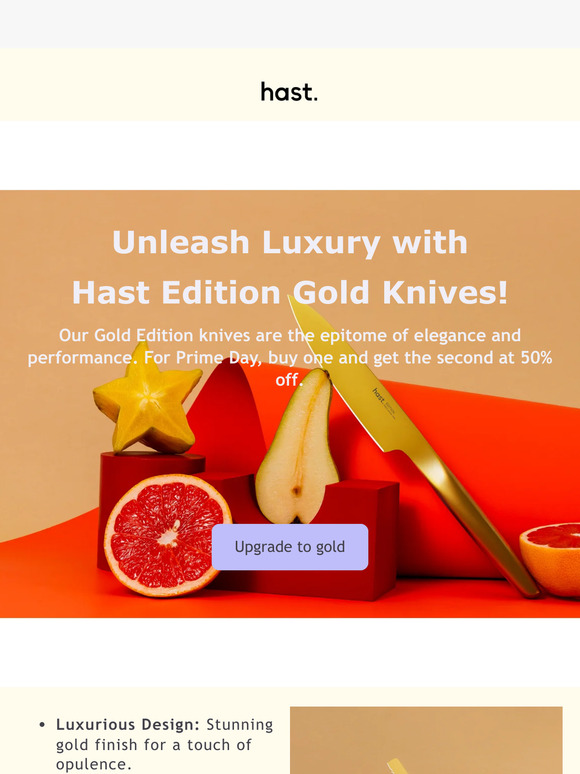 Discover the Elegance of Our Gold Edition Knives – 50% Off Second Item!