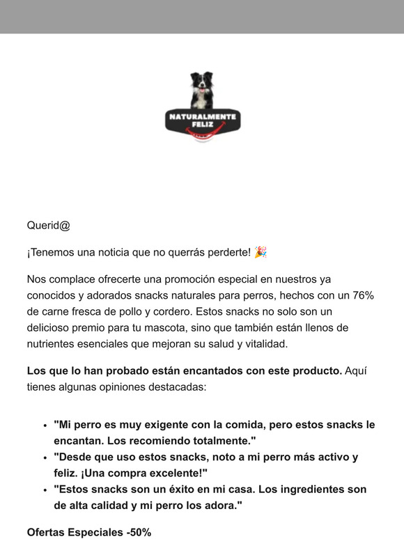 ¡Oferta Exclusiva! 50% de Descuento en los SNACKS mejor valorados 🐶🌿