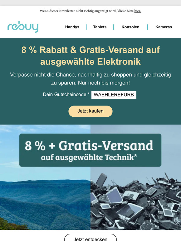 Letzte Chance: 8 % Rabatt und Gratis-Versand! 🌍♻️
