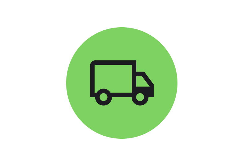 image of a delivery van, links to Delivery and Collection information