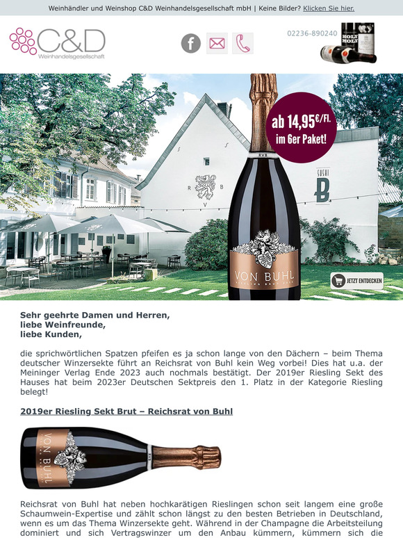 2019er Riesling Brut – Reichsrat von Buhl – 1. Platz Deutscher Sektpreis