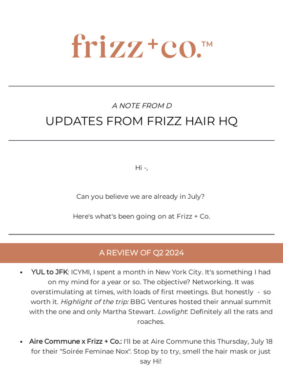 Updates from Frizz Hair HQ