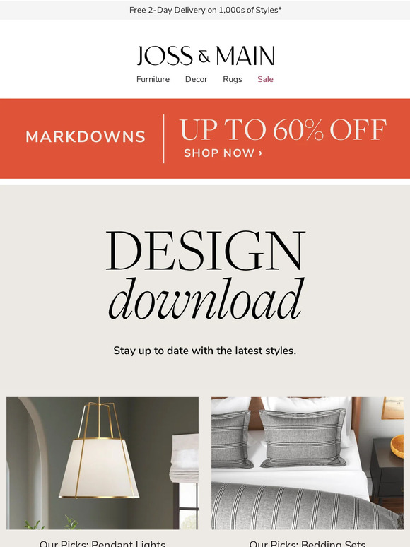 Joss & Main Email Newsletters Shop Sales, Discounts, and Coupon Codes