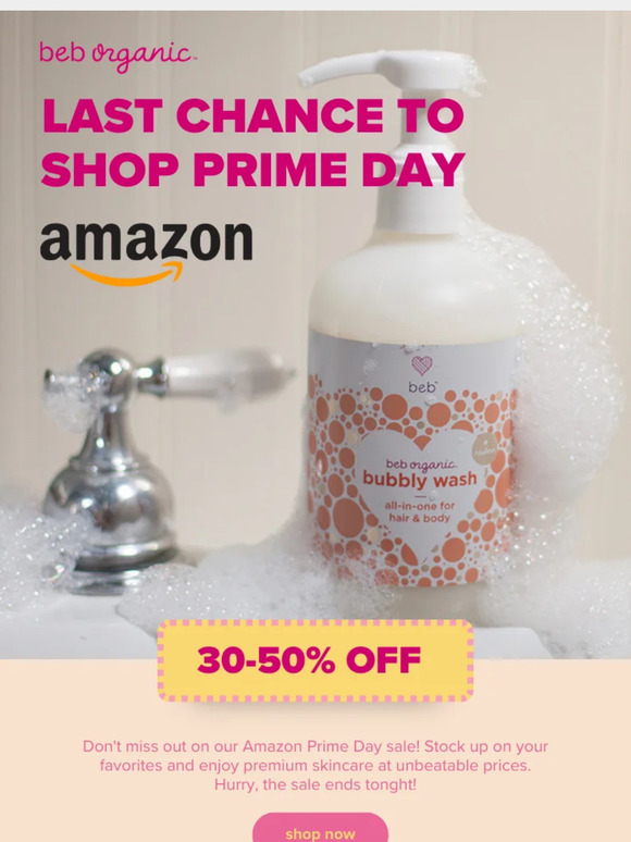 Amazon Prime Day Alert:  Up to 50% off BEB Organic!