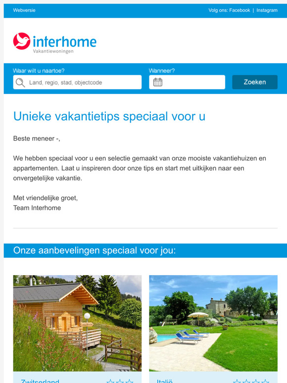 Speciaal voor u: onze vakantietips.