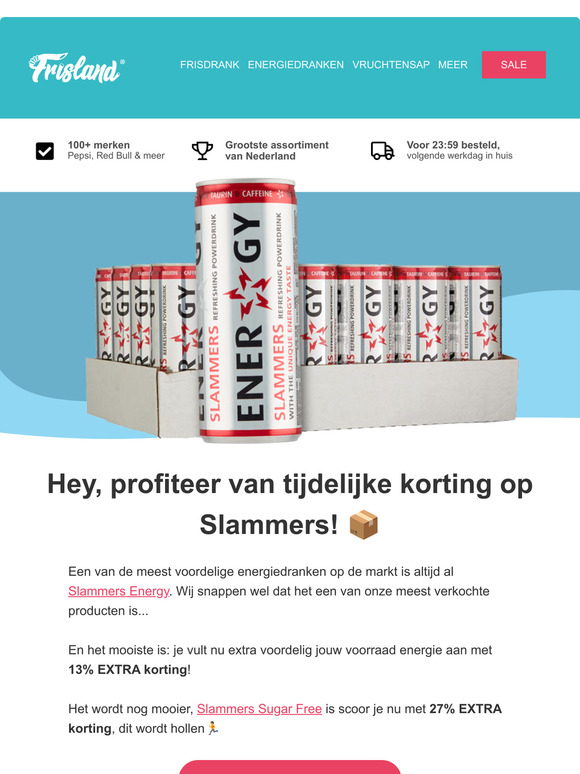 Tot wel 27% EXTRA korting op Slammers Energy 📦