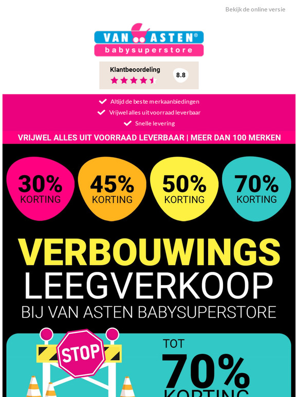 Het is weer VERBOUWINGSLEEGVERKOOP: tot 70% korting! ☀