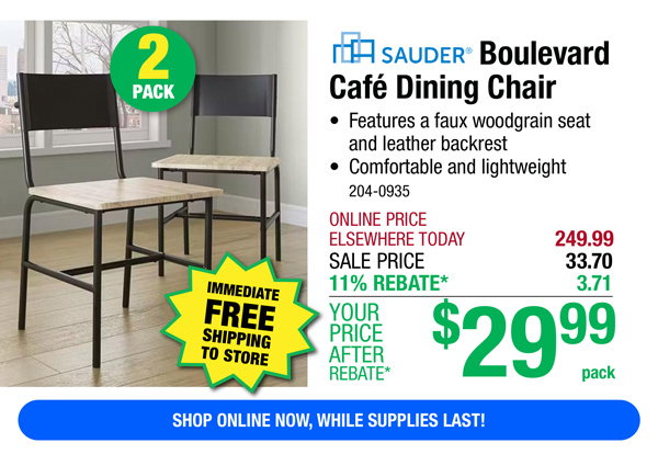 Sauder® Boulevard Café Dining Chair-ONLY $29.99 After Rebate*!