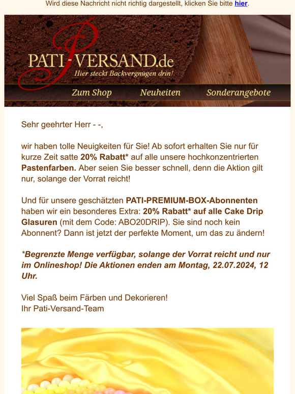 20% Rabatt auf Pastenfarben + Überraschung für Pati-Premium-Box-Abonnenten 🎁