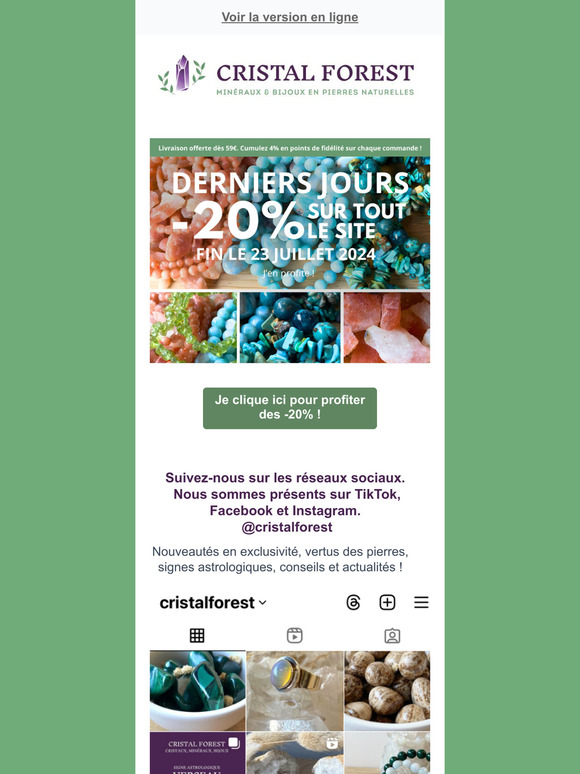 Derniers jours : -20% sur tout le site !!! 🎉
