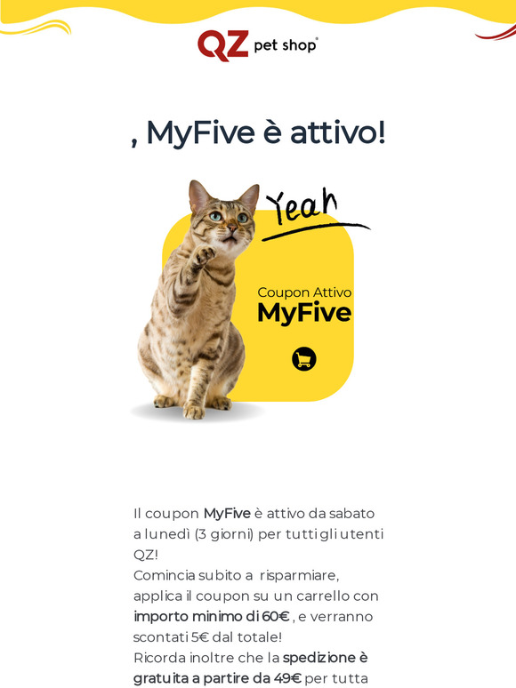 Coupon MyFive Attivo su QZ petshop
