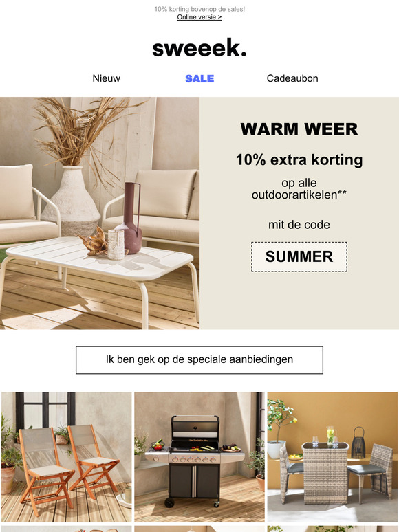 Profiteer van de zon met 10% korting op alle outdoor artikelen! ☀️