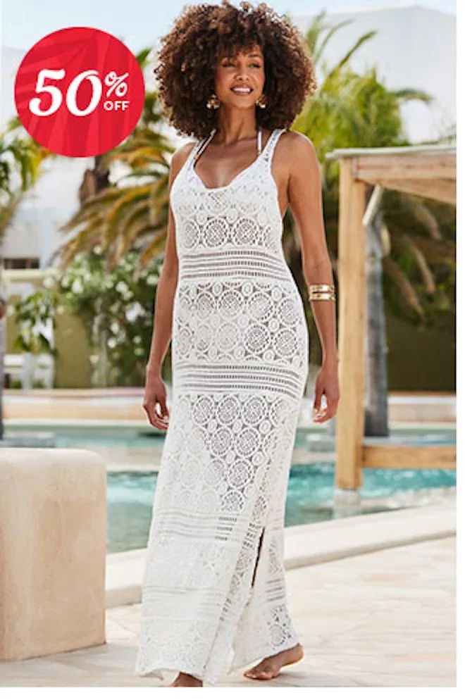 White Crochet Maxi Dress