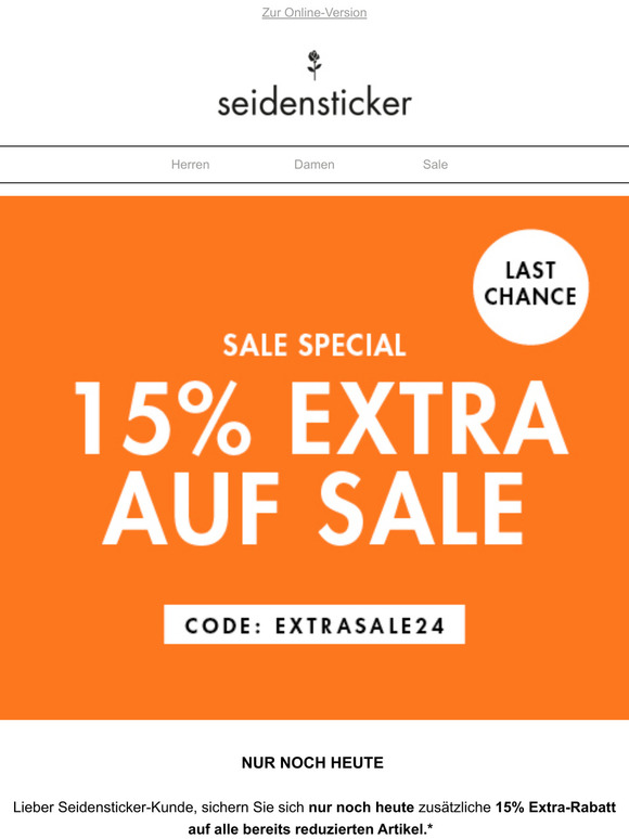Letzte Chance: 15% Extra auf alle Sale-Artikel