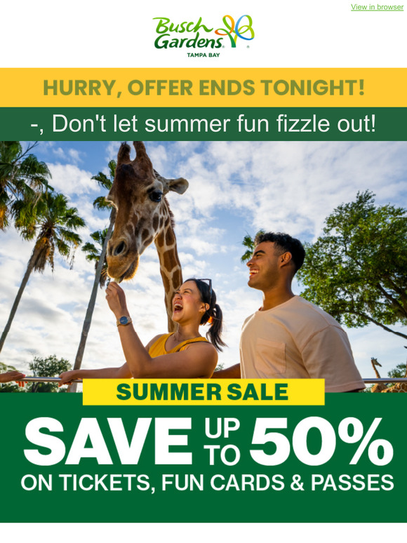 Busch Gardens ⏲️ ENDS TONIGHT Save up to 50 on Tickets, Fun Cards