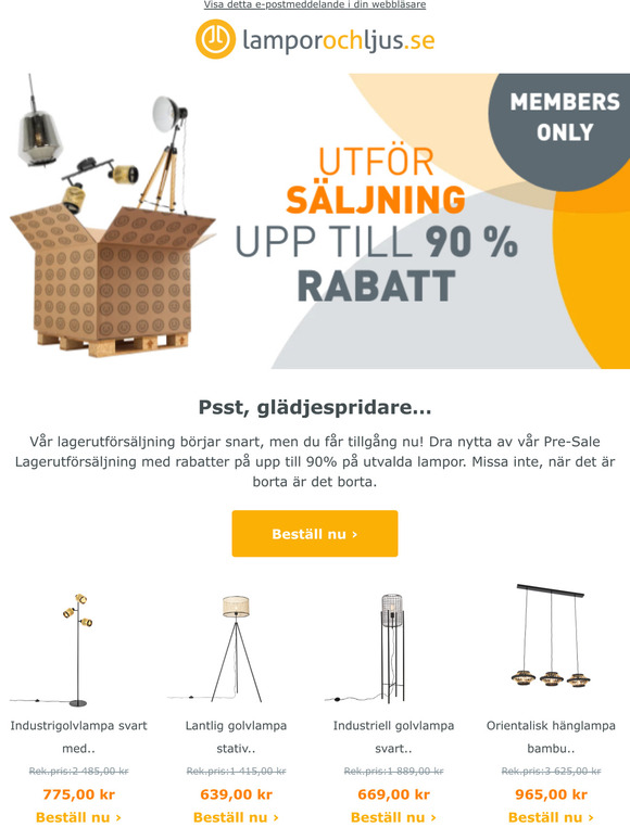 Exklusiv Försäljning Lagerutförsäljning: upp till 90% Rabatt!