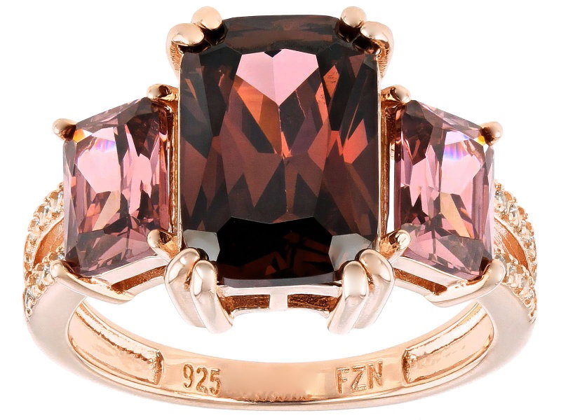 Blush And White Cubic Zirconia 18k Rose Gold Over Silver Ring 9.75ctw
