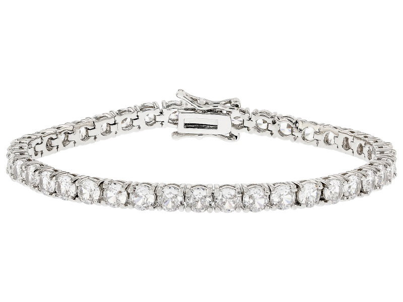 White Cubic Zirconia Rhodium Over Brass Emulous Tennis Bracelet 18.06ctw