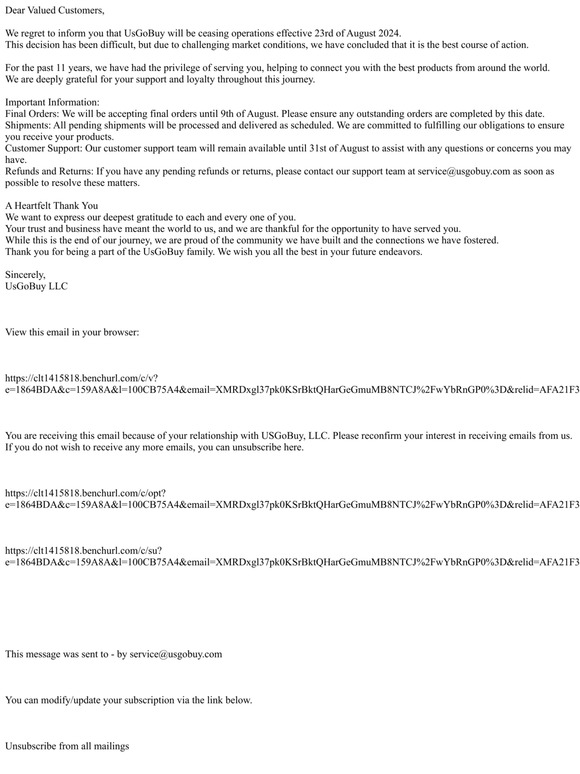 USGoBuy-- Good Bye and Thank you