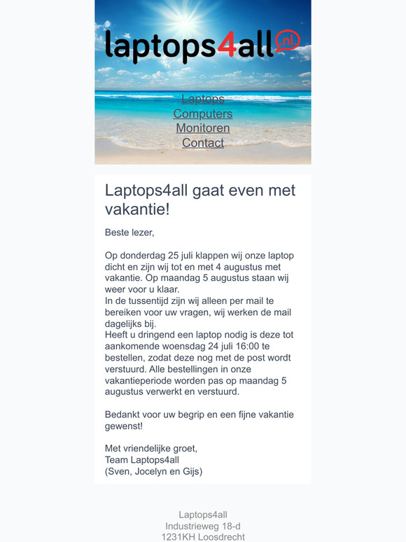 Wij gaan met vakantie!
